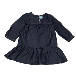 Baby Gap girls drop waist peplum chambray dress size 6-12 months dark blue